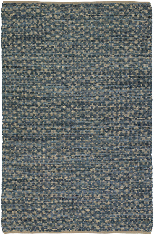 Chandra Rugs Jazz 70% Leather + 10% Cotton + 20% Jute Hand-Woven Contemporary Reversible Rug Tan/Grey 7'9 x 10'6