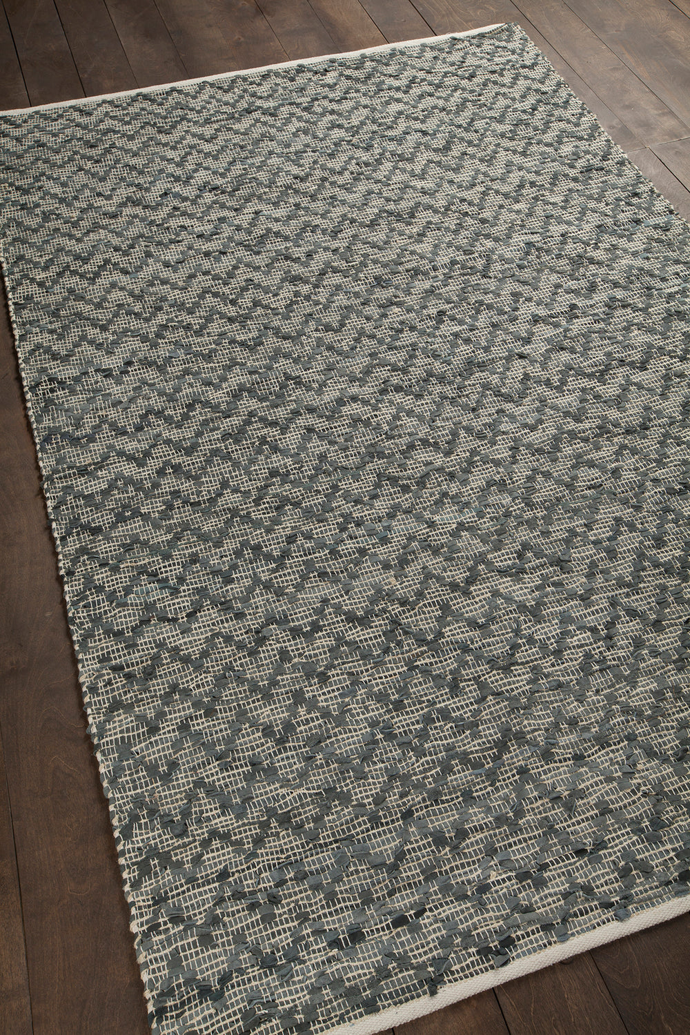 Chandra Rugs Jazz 70% Leather + 10% Cotton + 20% Jute Hand-Woven Contemporary Reversible Rug Tan/Grey 2'6 x 7'6