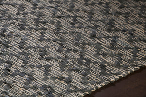 Chandra Rugs Jazz 70% Leather + 10% Cotton + 20% Jute Hand-Woven Contemporary Reversible Rug Tan/Grey 7'9 x 10'6