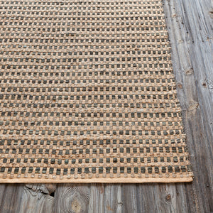 Chandra Rugs Jazz 65% Cotton + 35% Jute Hand-Woven Contemporary Reversible Rug Tan/Black 7'9 x 10'6