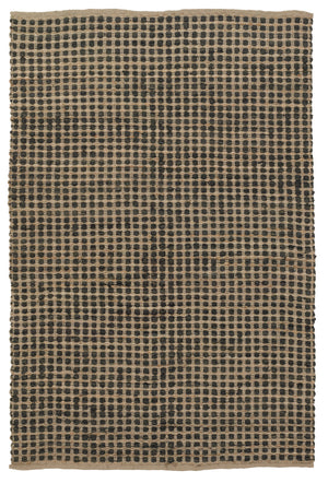 Chandra Rugs Jazz 65% Cotton + 35% Jute Hand-Woven Contemporary Reversible Rug Tan/Black 7'9 x 10'6