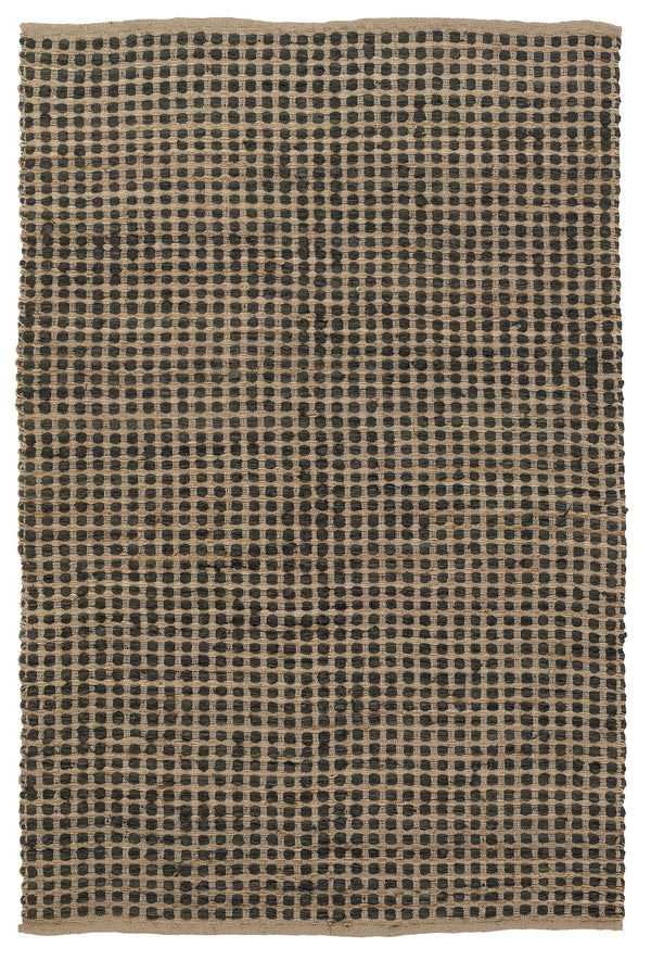Chandra Rugs Jazz 65% Cotton + 35% Jute Hand-Woven Contemporary Reversible Rug Tan/Black 7'9 x 10'6