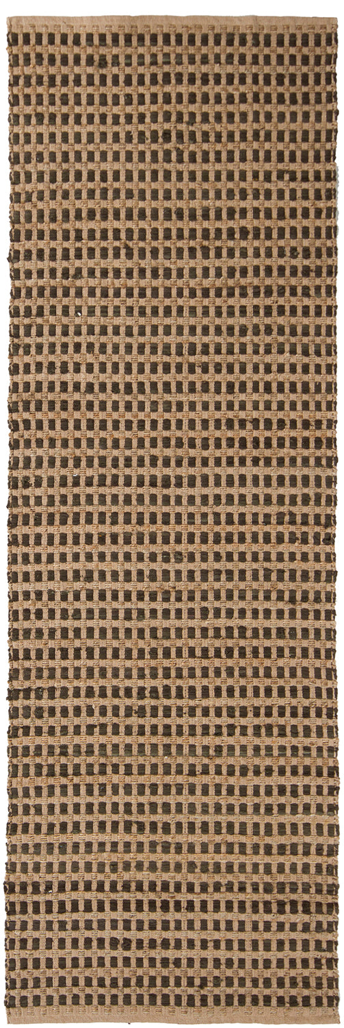 Chandra Rugs Jazz 65% Cotton + 35% Jute Hand-Woven Contemporary Reversible Rug Tan/Black 2'6 x 7'6