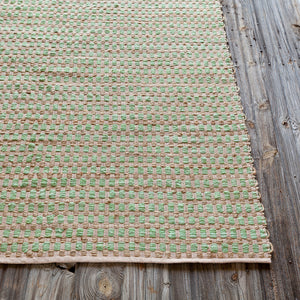 Chandra Rugs Jazz 65% Cotton + 35% Jute Hand-Woven Contemporary Reversible Rug Tan/Green 7'9 x 10'6