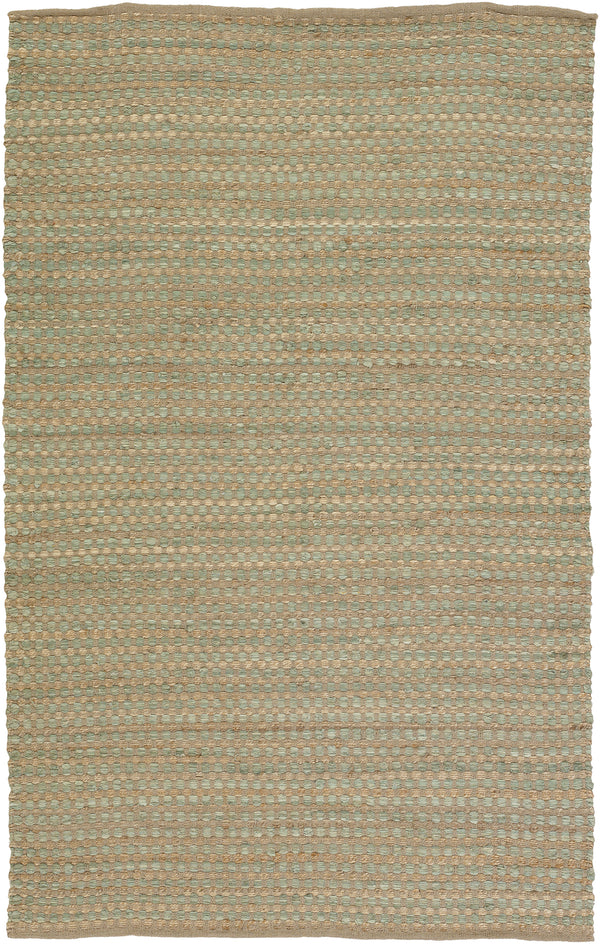 Chandra Rugs Jazz 65% Cotton + 35% Jute Hand-Woven Contemporary Reversible Rug Tan/Green 7'9 x 10'6