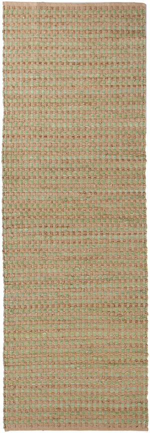 Chandra Rugs Jazz 65% Cotton + 35% Jute Hand-Woven Contemporary Reversible Rug Tan/Green 2'6 x 7'6