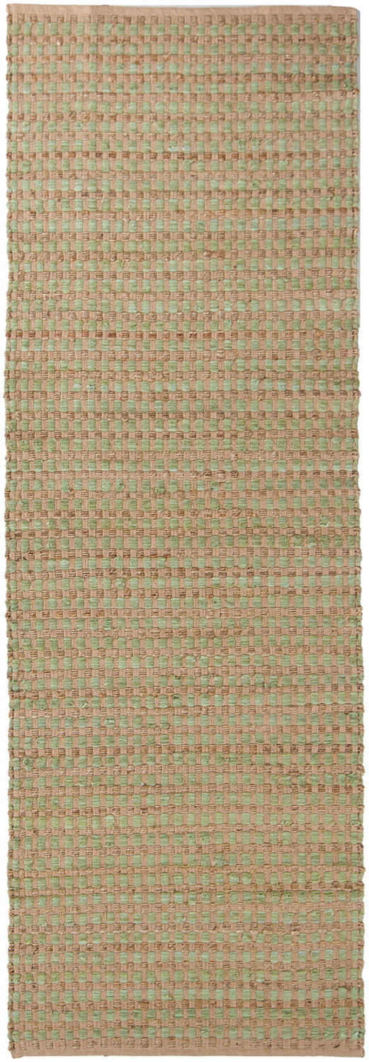 Chandra Rugs Jazz 65% Cotton + 35% Jute Hand-Woven Contemporary Reversible Rug Tan/Green 2'6 x 7'6