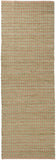 Chandra Rugs Jazz 65% Cotton + 35% Jute Hand-Woven Contemporary Reversible Rug Tan/Green 2'6 x 7'6