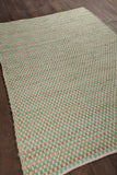 Chandra Rugs Jazz 65% Cotton + 35% Jute Hand-Woven Contemporary Reversible Rug Tan/Green 7'9 x 10'6