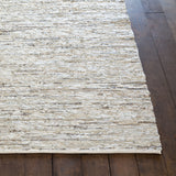 Chandra Rugs Jazz 90% Leather + 10% Cotton Hand-Woven Contemporary Reversible Rug Silver/Grey/Tan 7'9 x 10'6