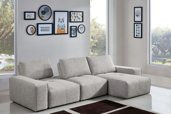 Jazz Modular 3-Seater Chaise Sectional with Adjustable Backrests in Light Brown Fabric by Diamond Sofa