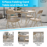 English Elm EE2027 Contemporary Commercial Grade Folding Game Table and Chair Set Tan EEV-14671