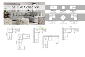 Fusion 1170/1171/1175 Transitional Sectional 1170/1171/1175 Popstitch Shell Sectional