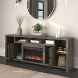 Legends Furniture Traditional Rustic TV Stand with Electric Fireplace Included, Fully Assembled JC5284.BNW