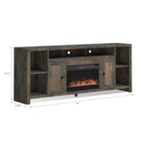 Legends Furniture Traditional Rustic TV Stand with Electric Fireplace Included, Fully Assembled JC5284.BNW