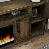 Legends Furniture Traditional Rustic TV Stand with Electric Fireplace Included, Fully Assembled JC5284.BNW