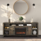 Legends Furniture Traditional Rustic TV Stand with Electric Fireplace Included, Fully Assembled JC5284.BNW