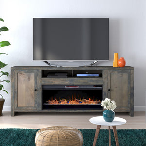 Legends Furniture Traditional Rustic TV Stand with Electric Fireplace Included, Fully Assembled JC5401.BNW