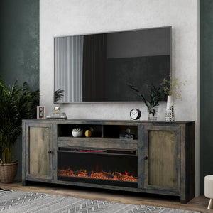 Legends Furniture Traditional Rustic TV Stand with Electric Fireplace Included, Fully Assembled JC5401.BNW