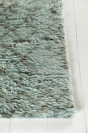 Chandra Rugs Jeri 100% Wool Hand Knotted Contemporary Shag Rug Blue/Grey 7'9 x 10'6