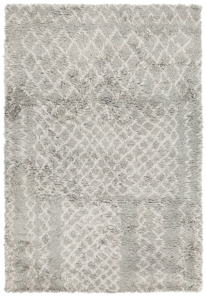 Chandra Rugs Jeri 100% Wool Hand Knotted Contemporary Shag Rug Grey 7'9 x 10'6