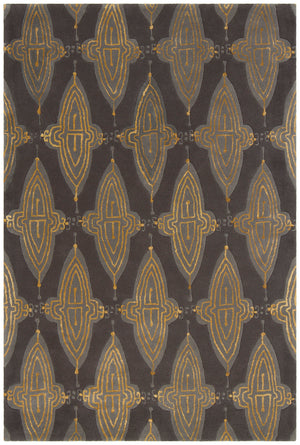 Chandra Rugs Jessica Swift 80% Wool +20% Viscose Hand-Tufted Designer Wool Rug Charcoal/Grey/Gold 7'9 x 10'6