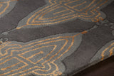 Chandra Rugs Jessica Swift 80% Wool +20% Viscose Hand-Tufted Designer Wool Rug Charcoal/Grey/Gold 7'9 x 10'6