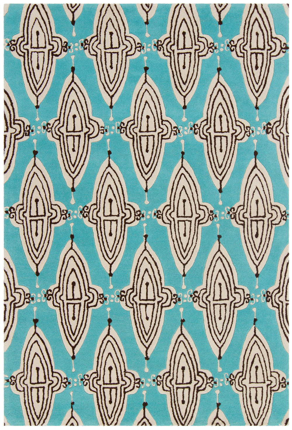 Chandra Rugs Jessica Swift 80% Wool +20% Viscose Hand-Tufted Designer Wool Rug Blue/White/Black 7'9 x 10'6