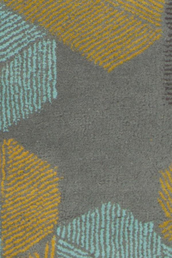 Chandra Rugs Jessica Swift 80% Wool +20% Viscose Hand-Tufted Designer Wool Rug Grey/White/Blue/Black/Gold 7'9 x 10'6