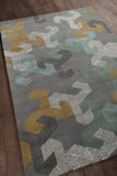 Chandra Rugs Jessica Swift 80% Wool +20% Viscose Hand-Tufted Designer Wool Rug Grey/White/Blue/Black/Gold 7'9 x 10'6