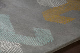 Chandra Rugs Jessica Swift 80% Wool +20% Viscose Hand-Tufted Designer Wool Rug Grey/White/Blue/Black/Gold 7'9 x 10'6