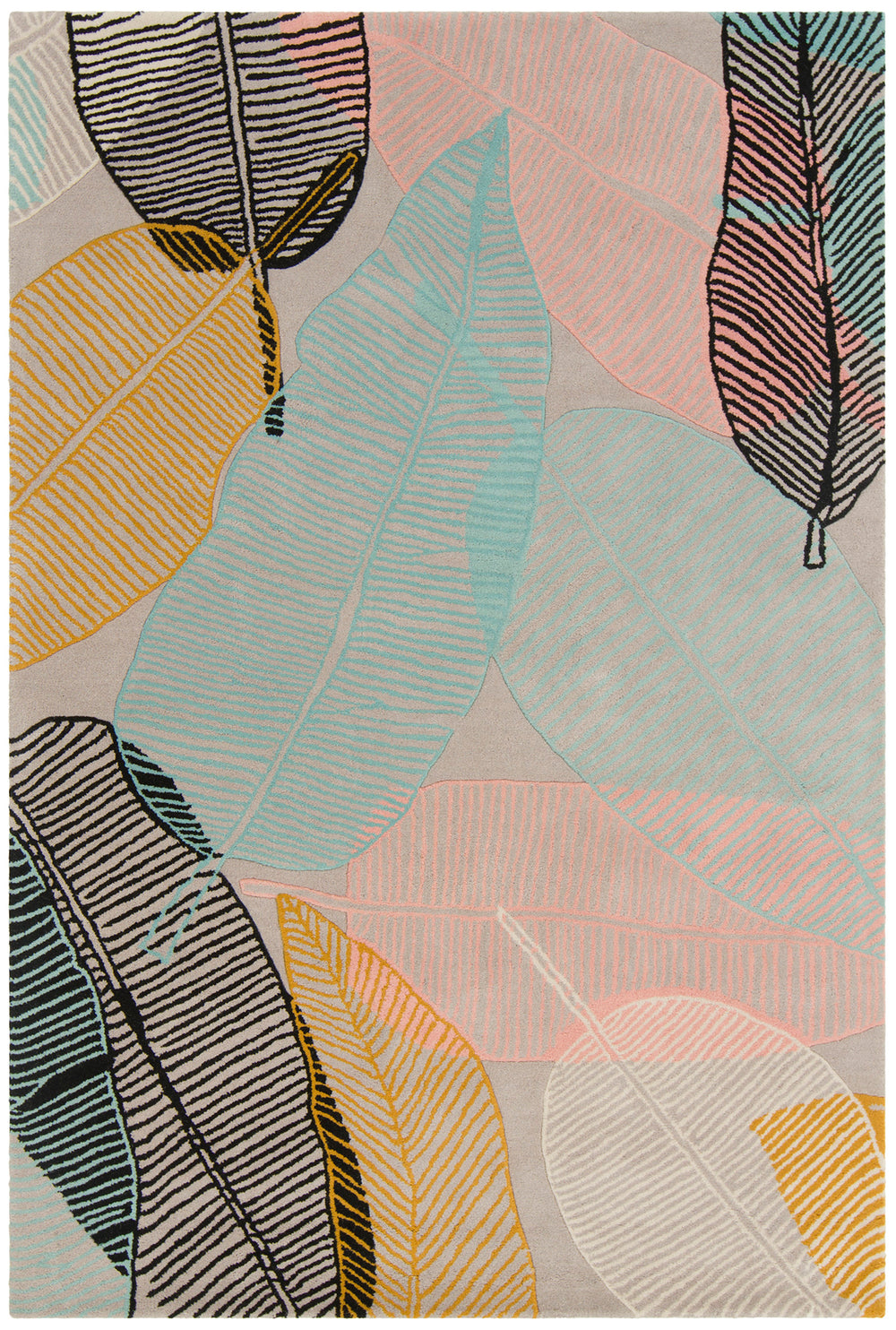 Chandra Rugs Jessica Swift 80% Wool +20% Viscose Hand-Tufted Designer Wool Rug Grey/Pink/Blue/Yellow/Black 7'9 x 10'6