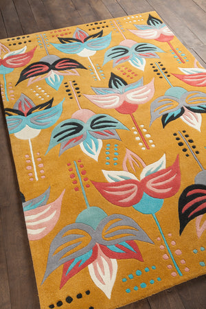 Chandra Rugs Jessica Swift 80% Wool +20% Viscose Hand-Tufted Designer Wool Rug Yellow/Blue/Black/Pink/Cream/Grey 7'9 x 10'6