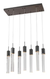 Bethel Matte Black Island Lighting in Metal & Crystal