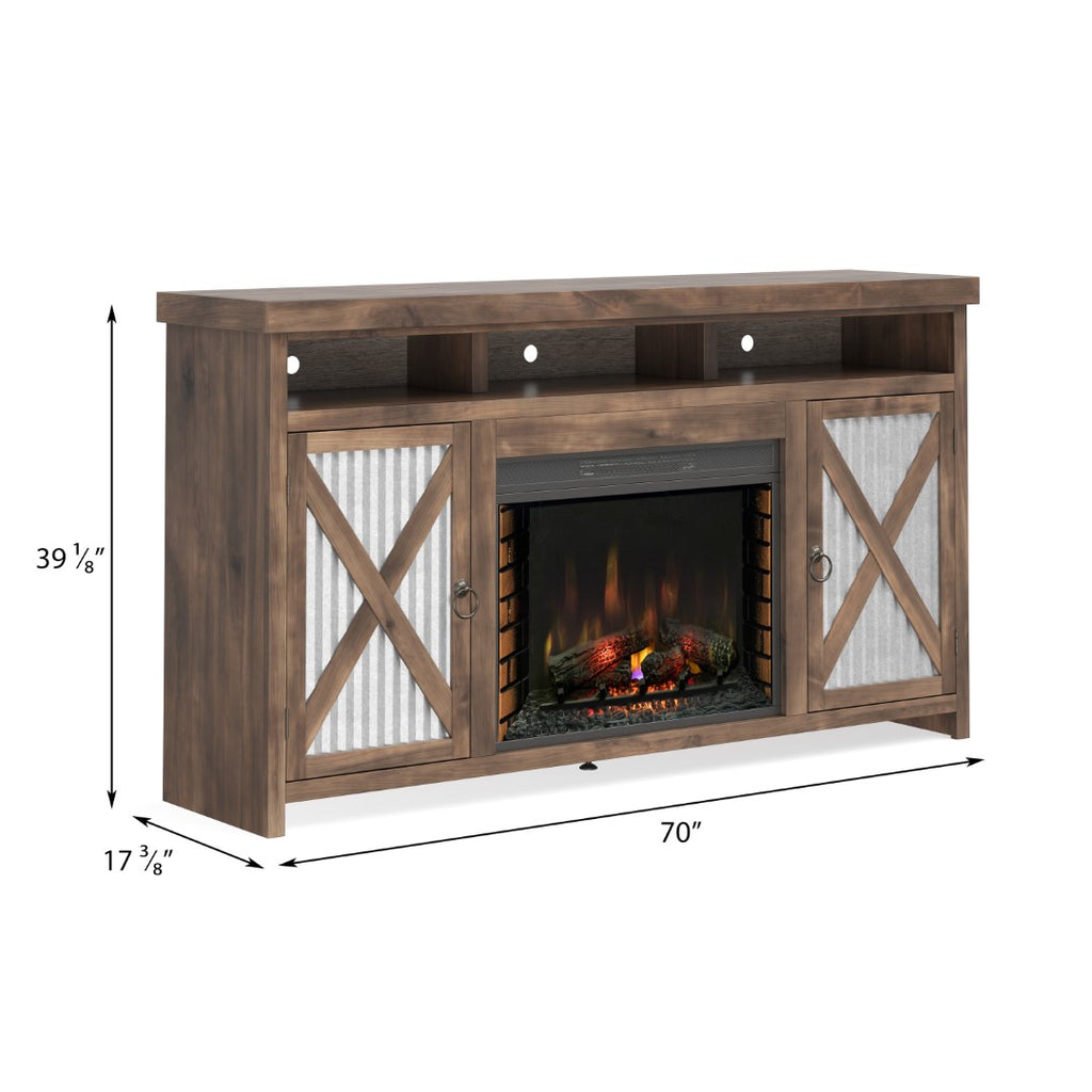 Legends Furniture Farmhouse Lodge TV Stand with Electric Fireplace Included JH5101.CHR
