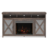 Farmhouse Lodge TV Stand with Electric Fireplace Included