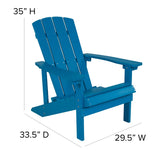 English Elm EE2042 Cottage Commercial Grade Patio Bundle - Adirondack Chairs and Side Table - Set of 2 Blue EEV-14720