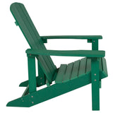 English Elm EE2042 Cottage Commercial Grade Patio Bundle - Adirondack Chairs and Side Table - Set of 2 Green EEV-14721