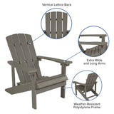 English Elm EE2042 Cottage Commercial Grade Patio Bundle - Adirondack Chairs and Side Table - Set of 2 Gray EEV-14722