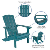 English Elm EE2042 Cottage Commercial Grade Patio Bundle - Adirondack Chairs and Side Table - Set of 2 Sea Foam EEV-14724