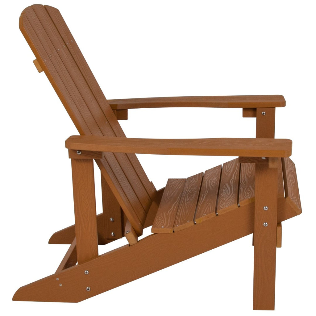 English Elm EE2042 Cottage Commercial Grade Patio Bundle - Adirondack Chairs and Side Table - Set of 2 Teak EEV-14725