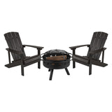 English Elm EE2041 Cottage Outdoor Bundle - Adirondack Chairs/Fire Pit Slate Gray EEV-14715