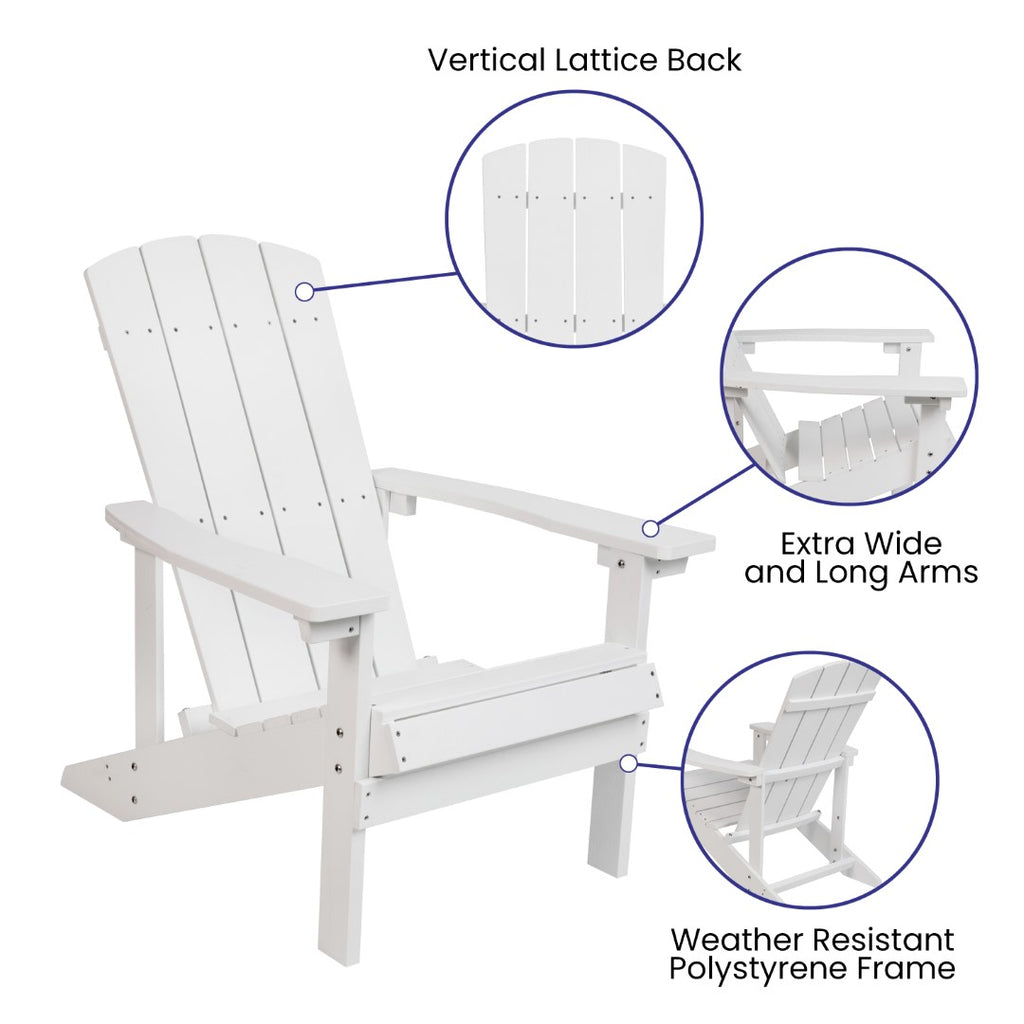 English Elm EE2041 Cottage Outdoor Bundle - Adirondack Chairs/Fire Pit White EEV-14717