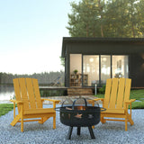 English Elm EE2041 Cottage Outdoor Bundle - Adirondack Chairs/Fire Pit Yellow EEV-14718