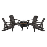 English Elm EE2043 Cottage Outdoor Bundle - Adirondack Chairs/Fire Pit Slate Gray EEV-14733