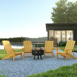 English Elm EE2043 Cottage Outdoor Bundle - Adirondack Chairs/Fire Pit Yellow EEV-14736