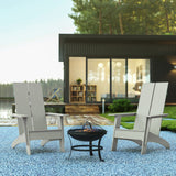 English Elm EE2048 Cottage Outdoor Bundle - Rocking Chairs and Fire Pit - Set of 2 Gray EEV-14753