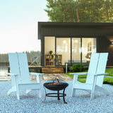 English Elm EE2048 Cottage Outdoor Bundle - Rocking Chairs and Fire Pit - Set of 2 White EEV-14755