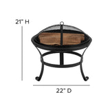 English Elm EE2056 Cottage Outdoor Bundle - Rocking Chairs and Fire Pit - Set of 4 Black EEV-14781
