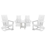 English Elm EE2061 Cottage Outdoor Bundle - Rocking Chairs/Side Table - Set of 4 White EEV-14798